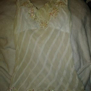 STUNNING WHITE SHEER TANK W/AMAZING SEQUIN DESIGNS